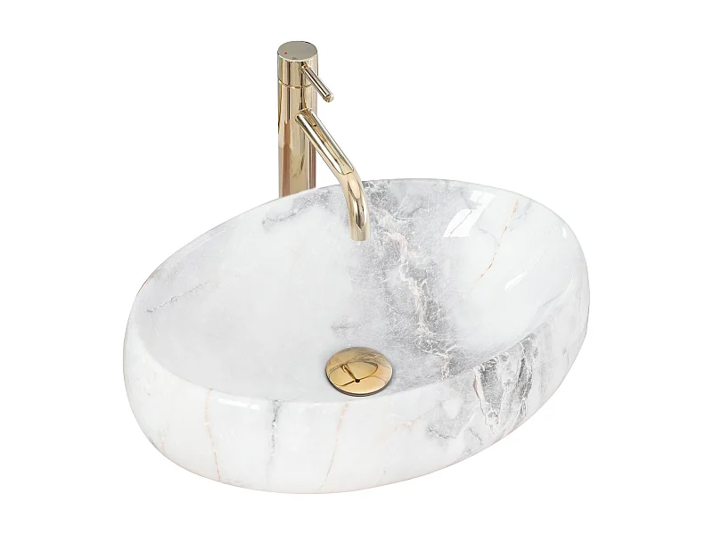 Lavabo Da Appoggio Rea Linda Granit White