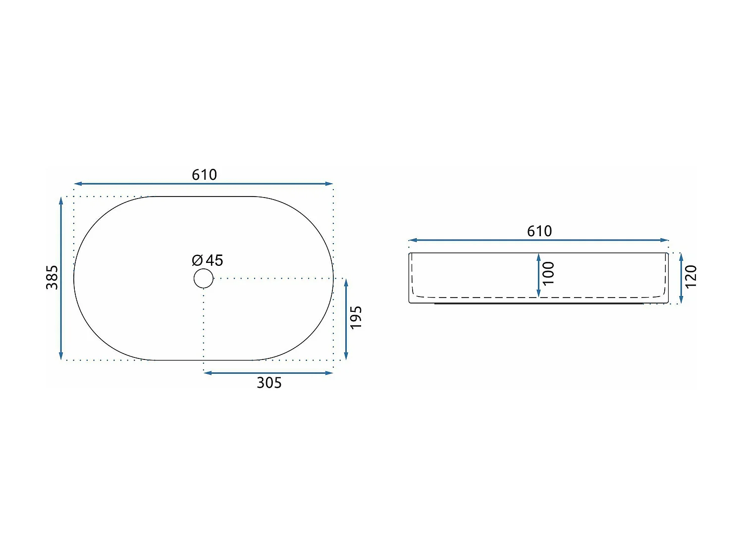 Vasque À Poser Rea Nadia 60 Black
