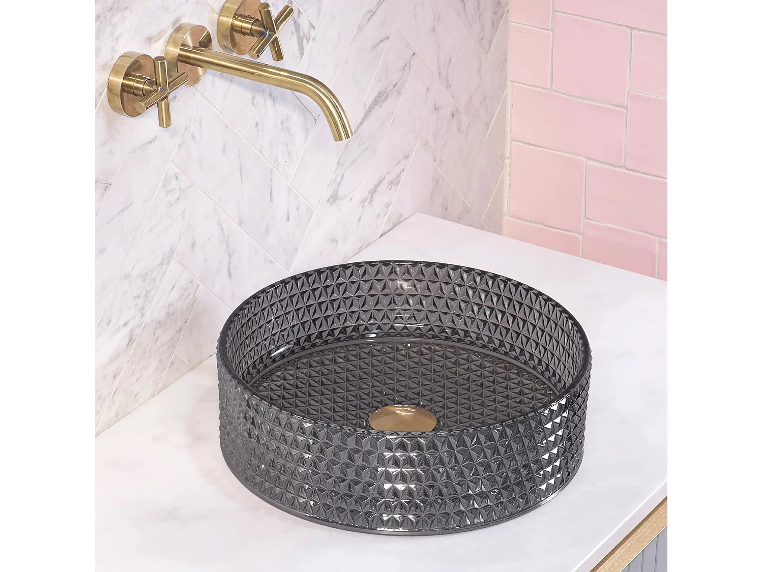 Aufsatzwaschbecken Rea Cristal 35 Black