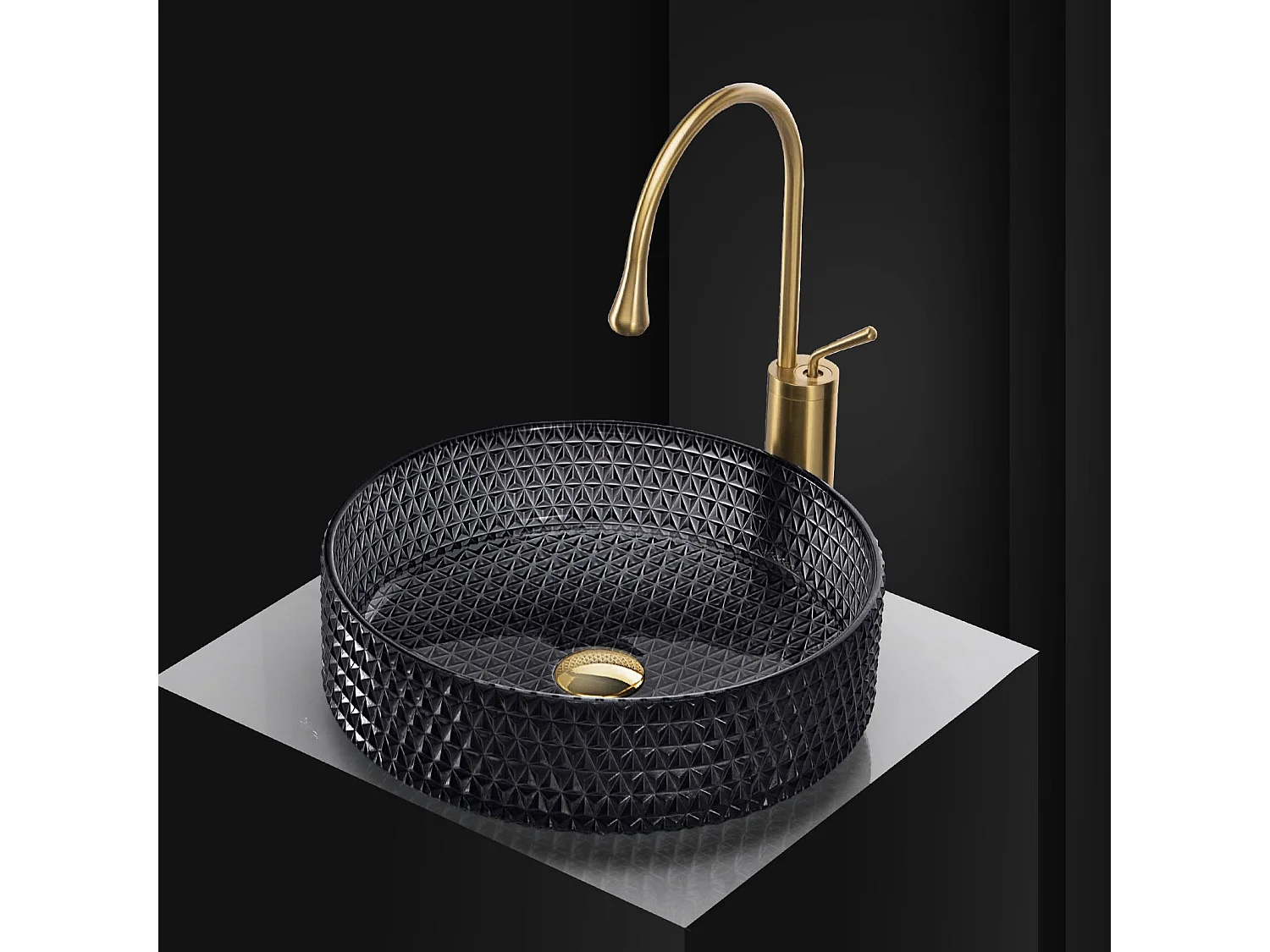 Aufsatzwaschbecken Rea Cristal 35 Black