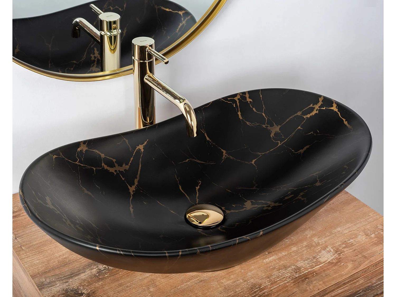 Opzetwastafel Rea Royal Marble Black