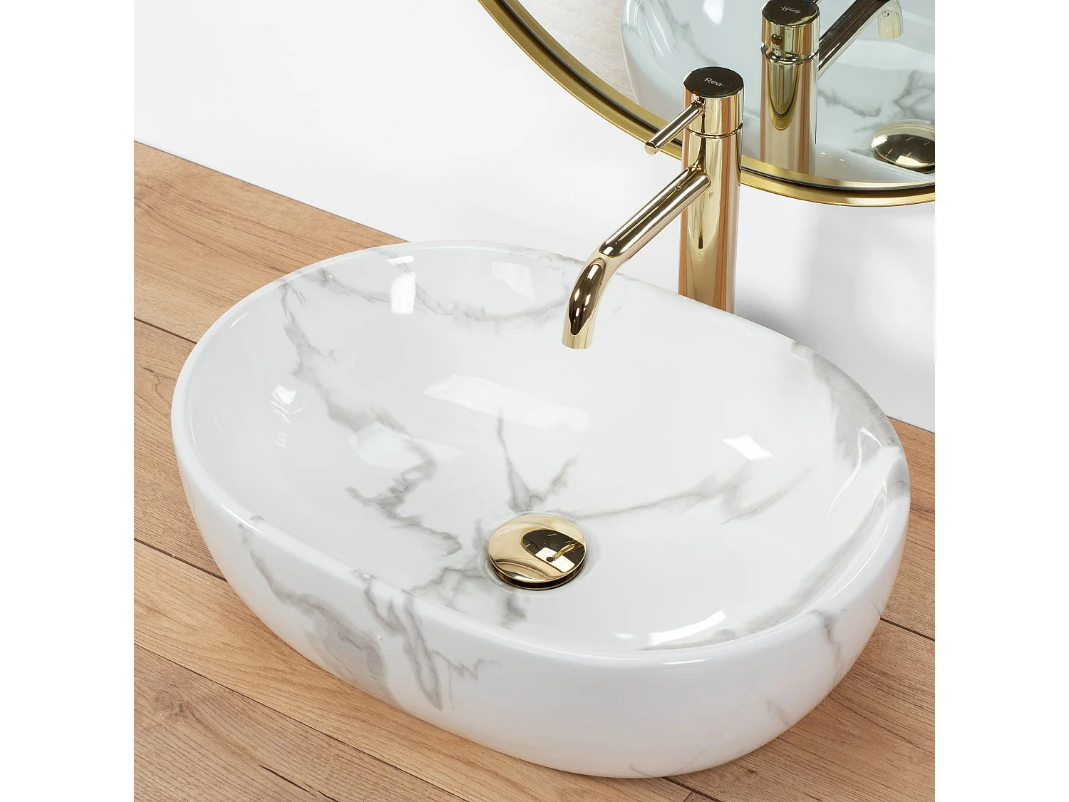 Lavabo Da Appoggio Rea Amelia Marmo Shiny White