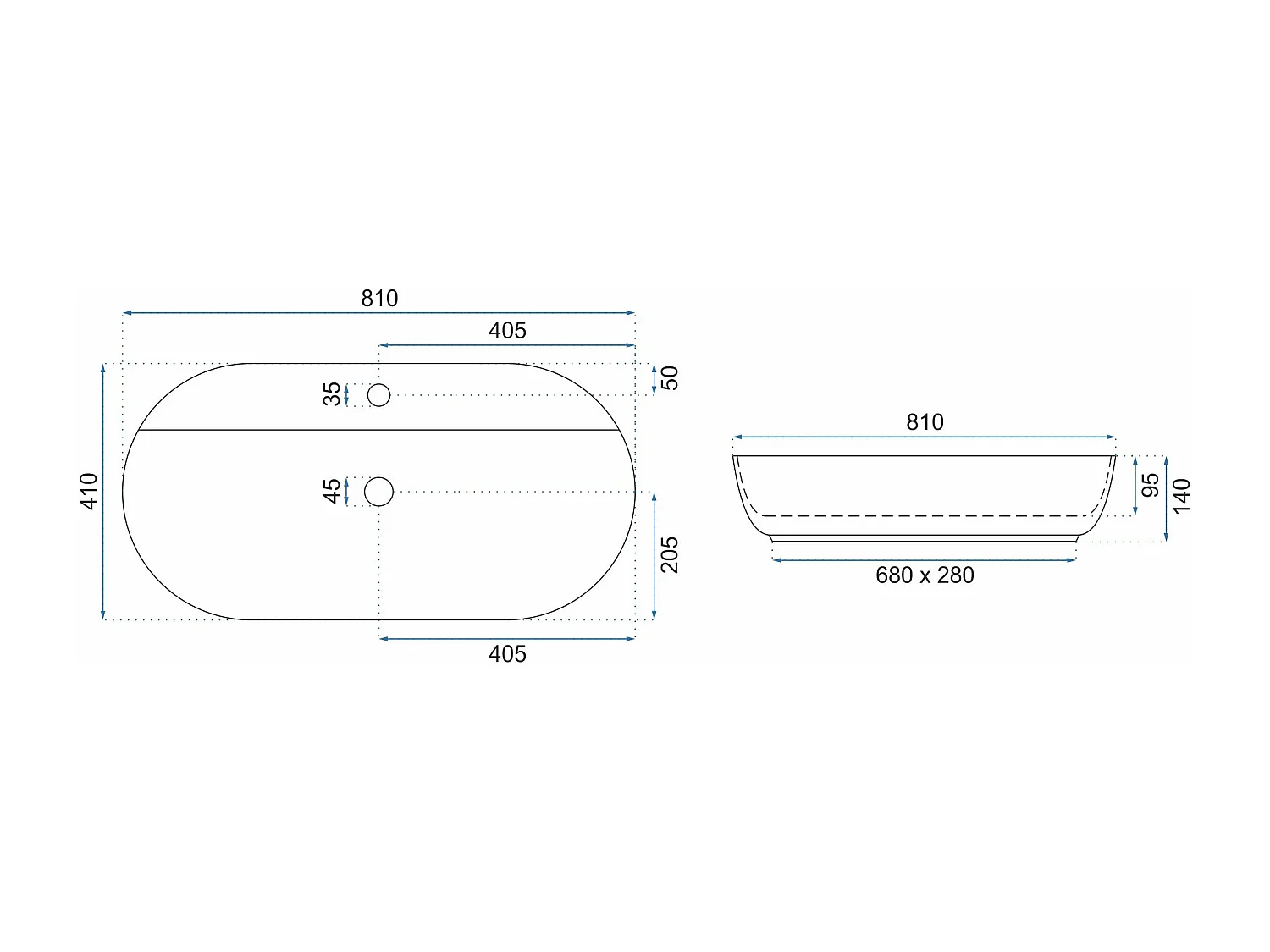 Lavabo Da Appoggio Rea Aura 81 White