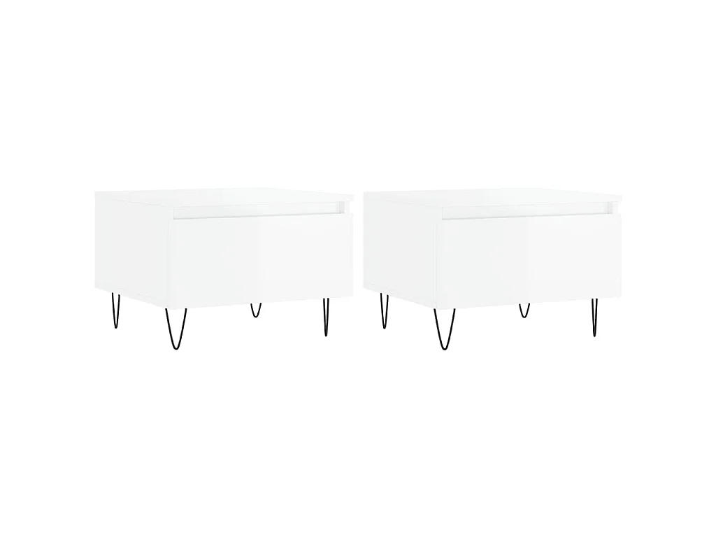 Tables basses 2 pcs blanc brillant 50x46x35cm bois d'ingénierie
