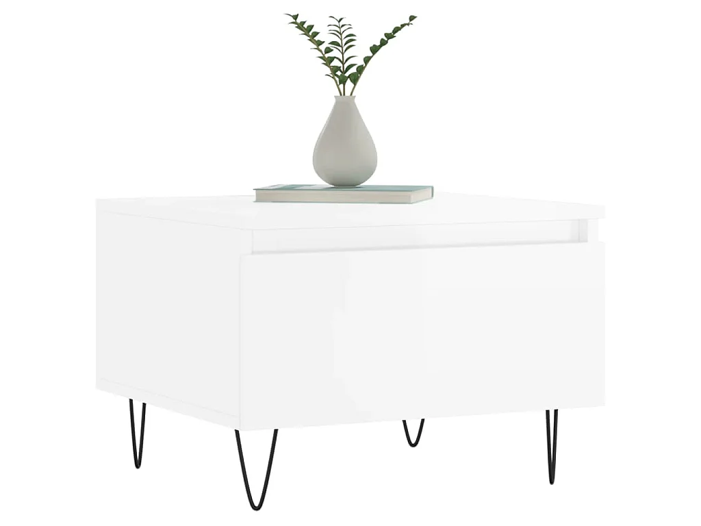 Tables basses 2 pcs blanc brillant 50x46x35cm bois d'ingénierie
