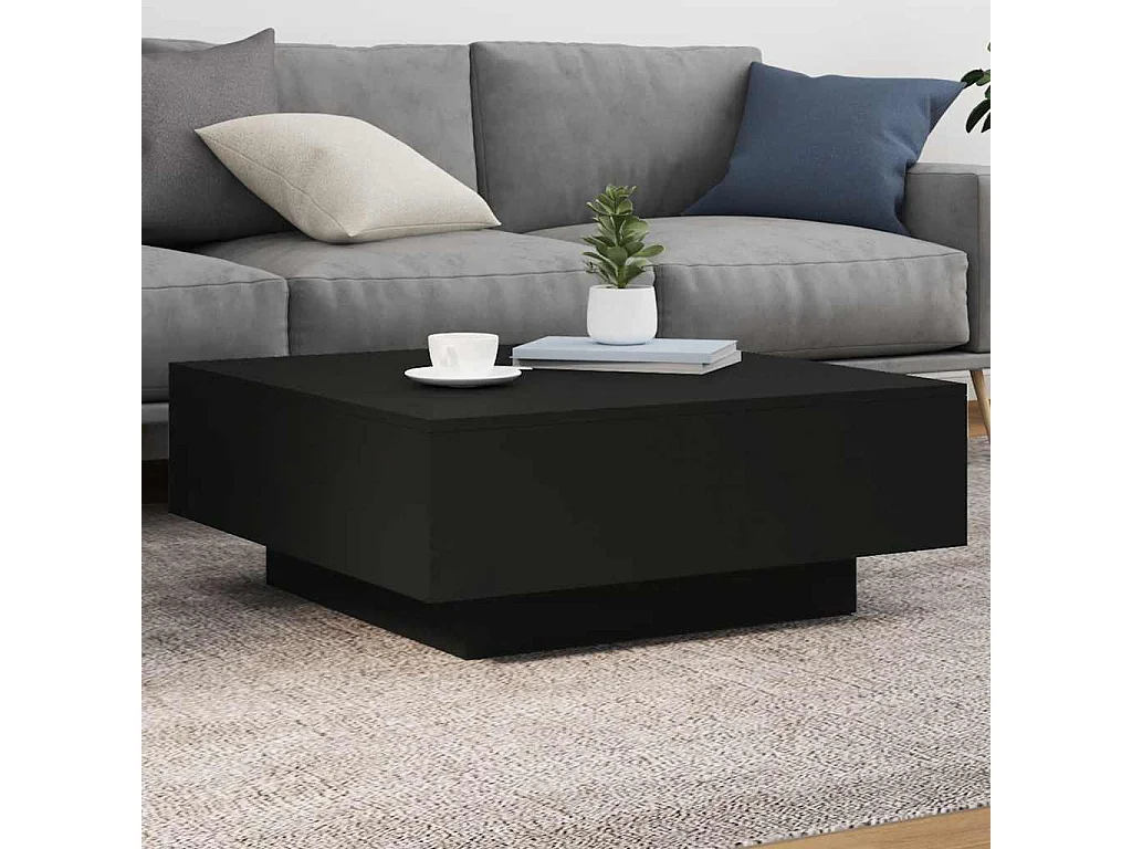 Table basse noir 80x80x31 cm bois d'ingénierie