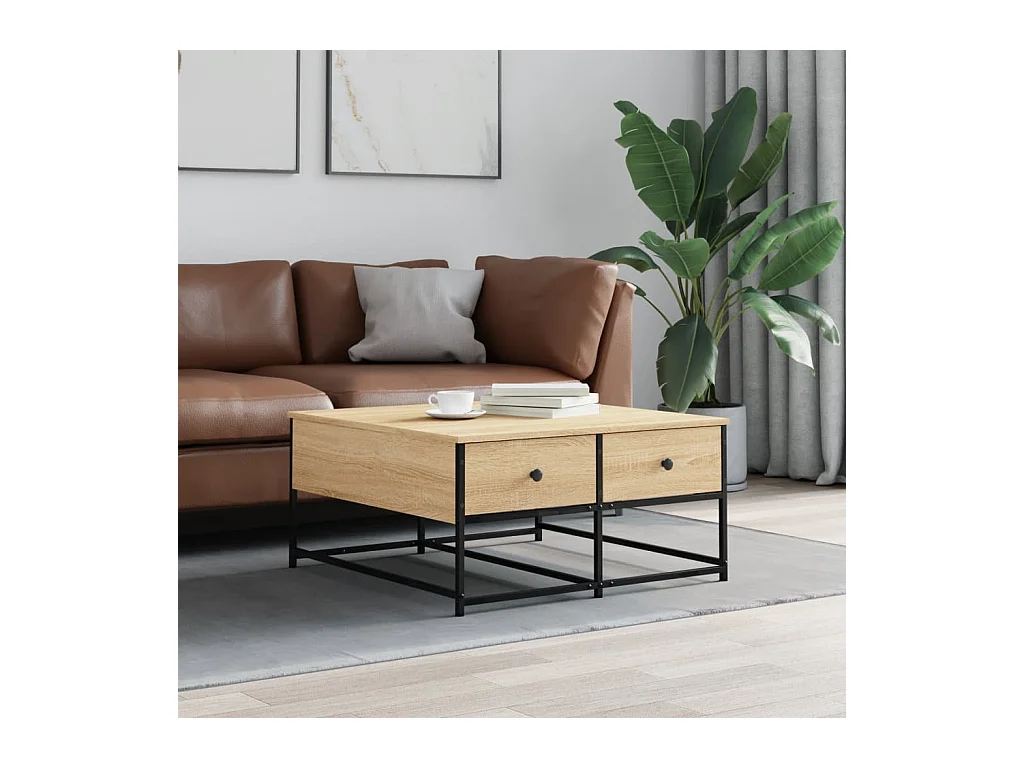 Tavolino da Salotto Rovere Sonoma 80x80x40 cm Legno Multistrato