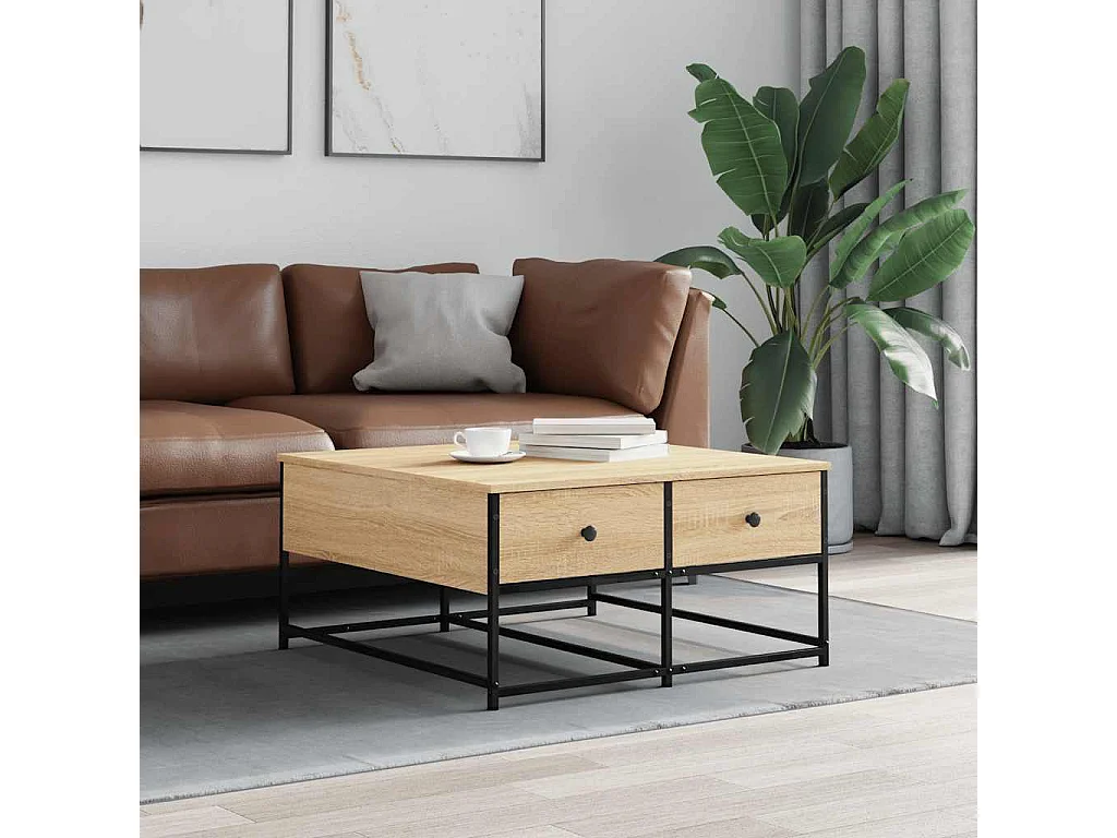 Tavolino da Salotto Rovere Sonoma 80x80x40 cm Legno Multistrato