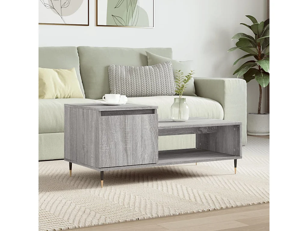 Table basse Sonoma gris 100x50x45 cm Bois d'ingénierie