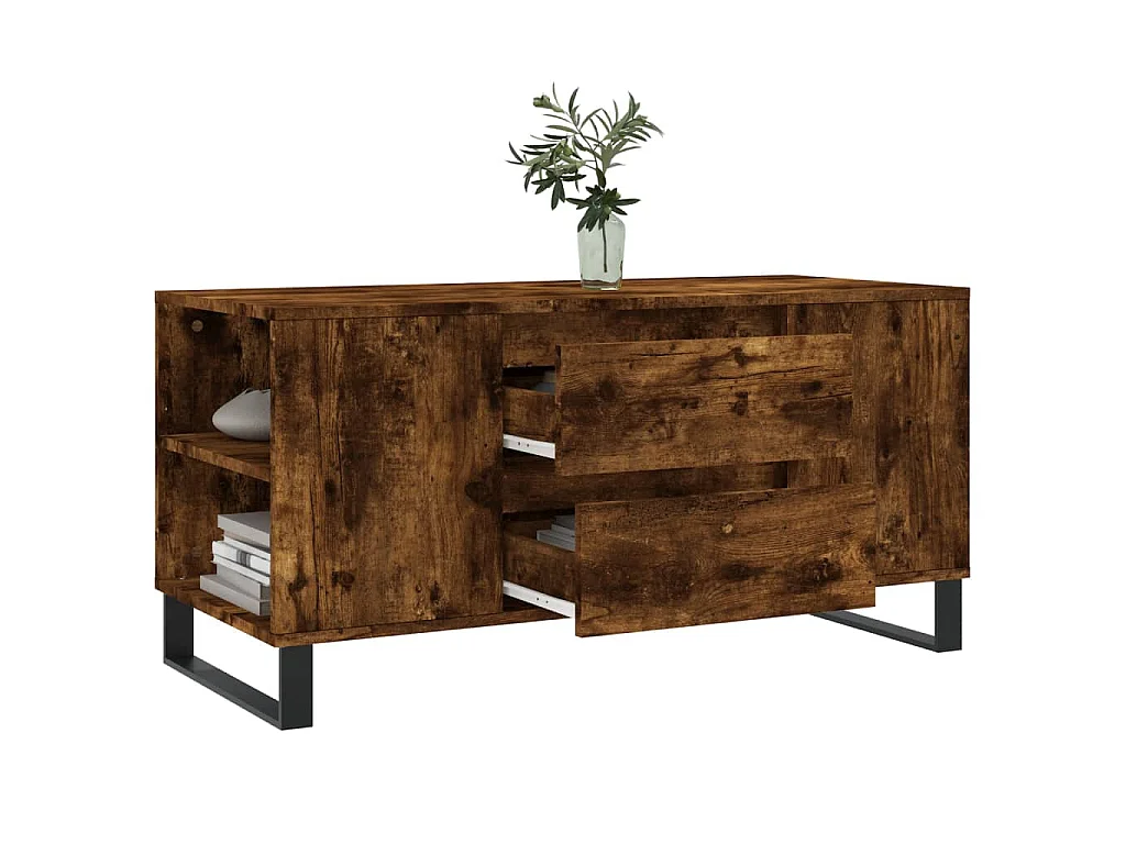 Salontafel 102x44,5x50 cm bewerkt hout gerookt eikenkleurig