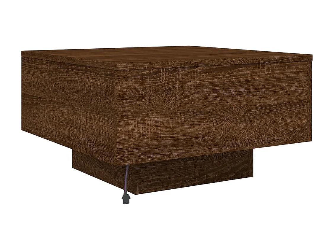 Mesa de centro com luzes LED 55x55x31 cm carvalho castanho