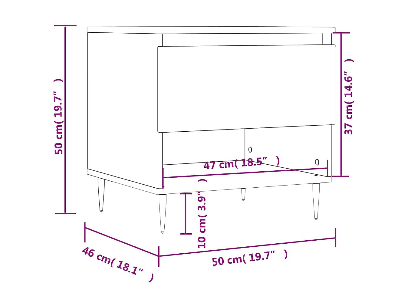 Table basse sonoma gris 50x46x50 cm bois d'ingénierie