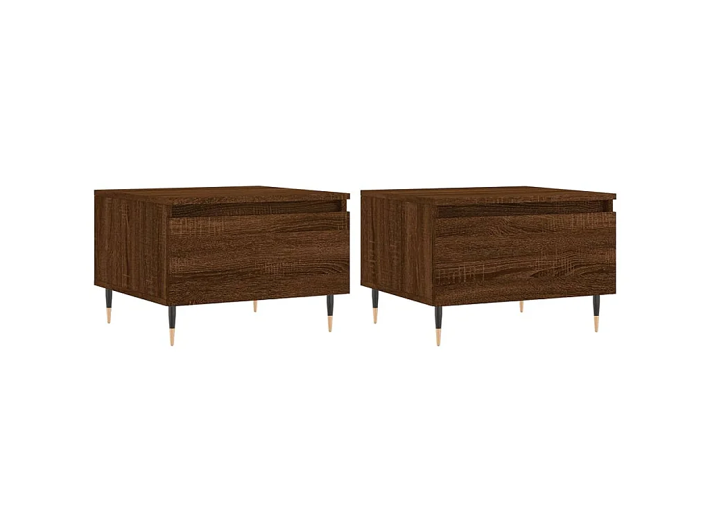 Salontafels 2 st 50x46x35 cm bewerkt hout bruin eikenkleur
