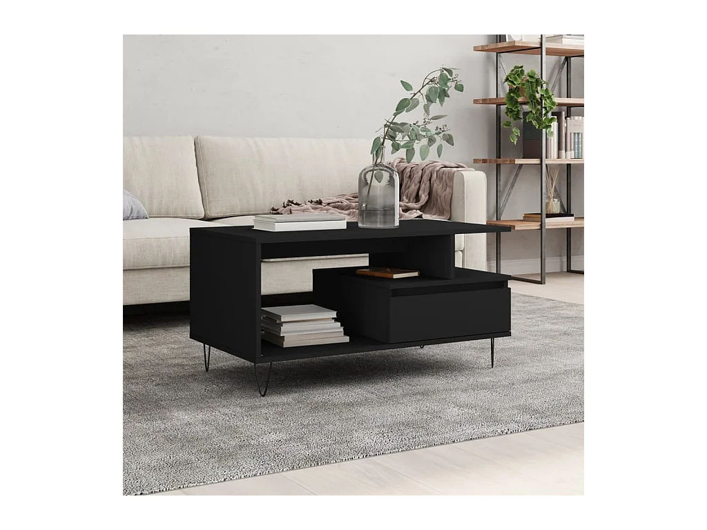 Salontafel 90x49x45 cm bewerkt hout zwart