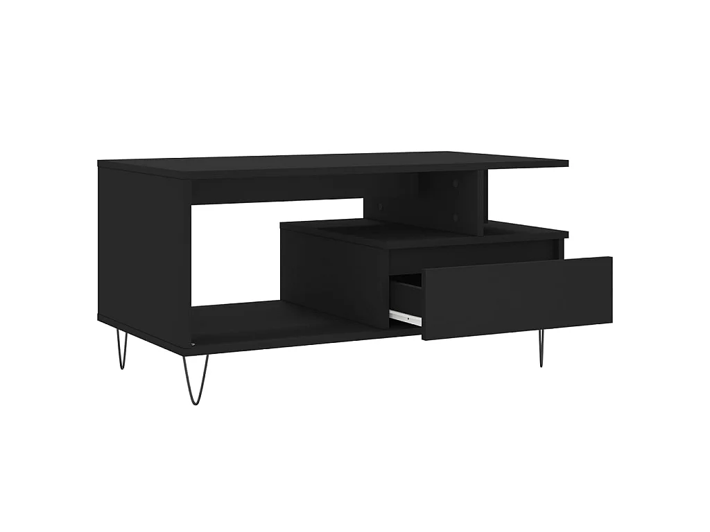 Tavolino da Salotto Nero 90x49x45 cm in Legno Multistrato