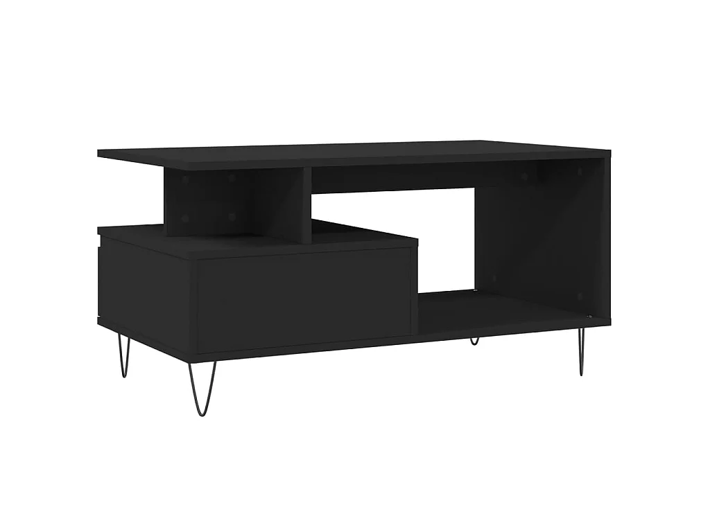 Tavolino da Salotto Nero 90x49x45 cm in Legno Multistrato