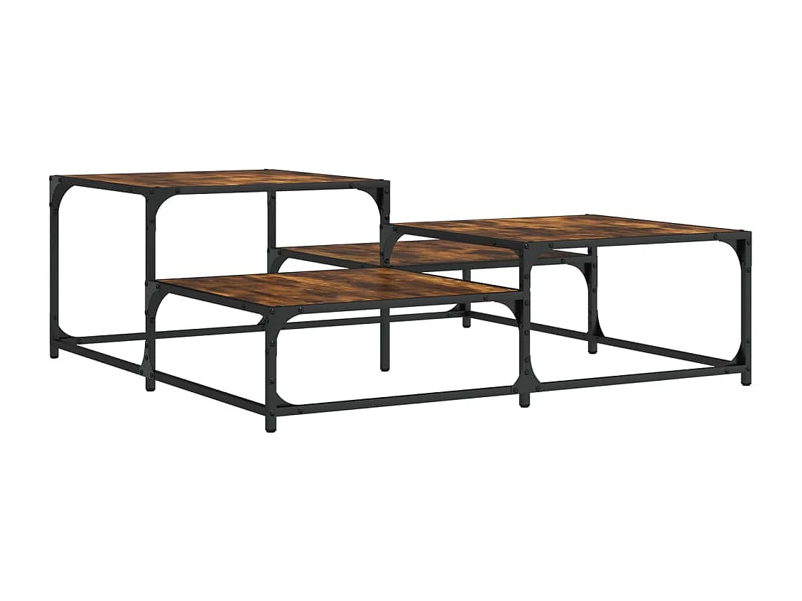 Table basse chêne fumé 107x107x40 cm bois d'ingénierie