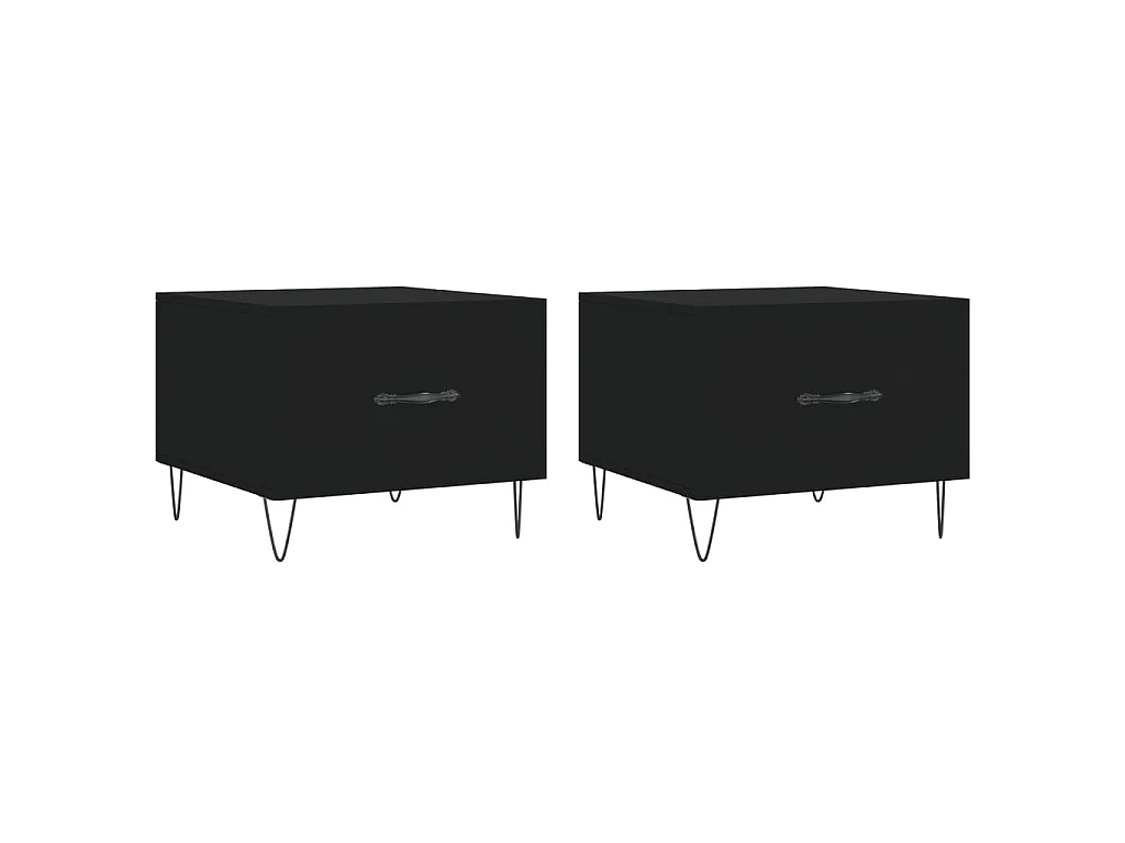 Tables basses 2 pcs noir 50x50x40 cm bois d'ingénierie