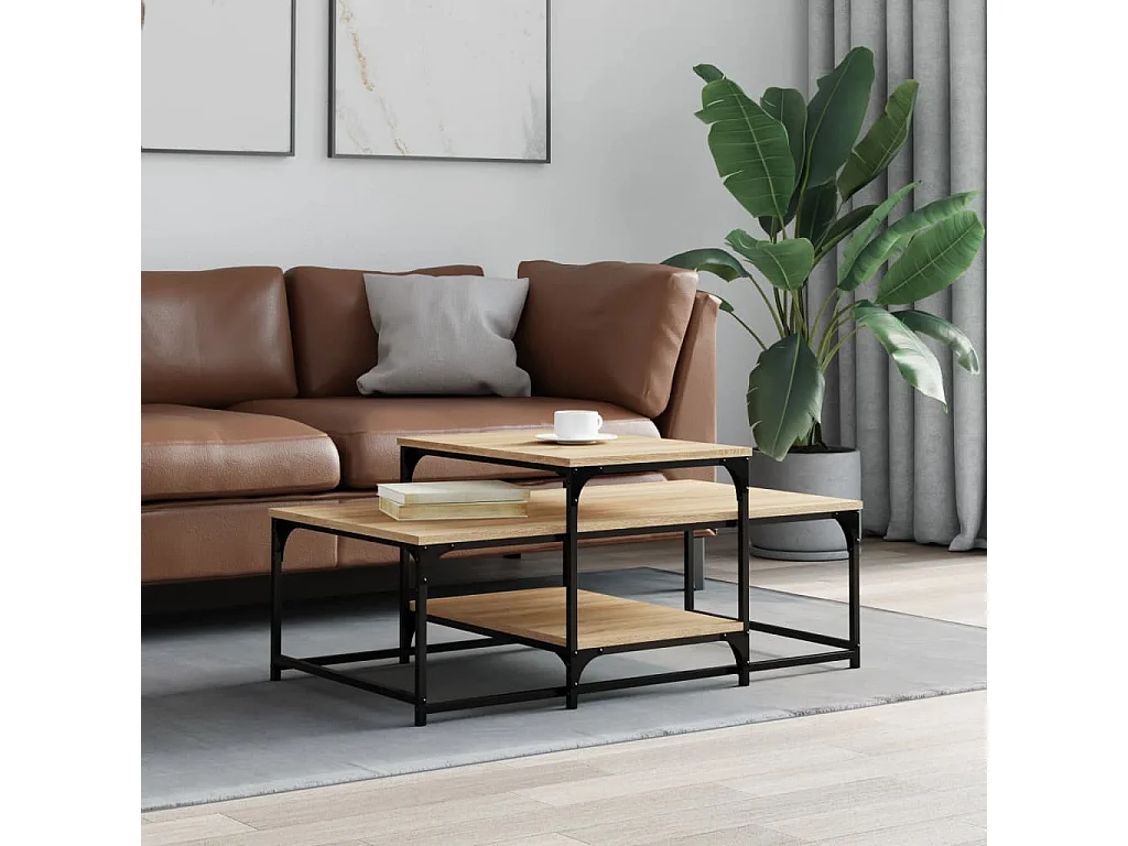 Table basse chêne sonoma 102x60x45 cm bois d'ingénierie