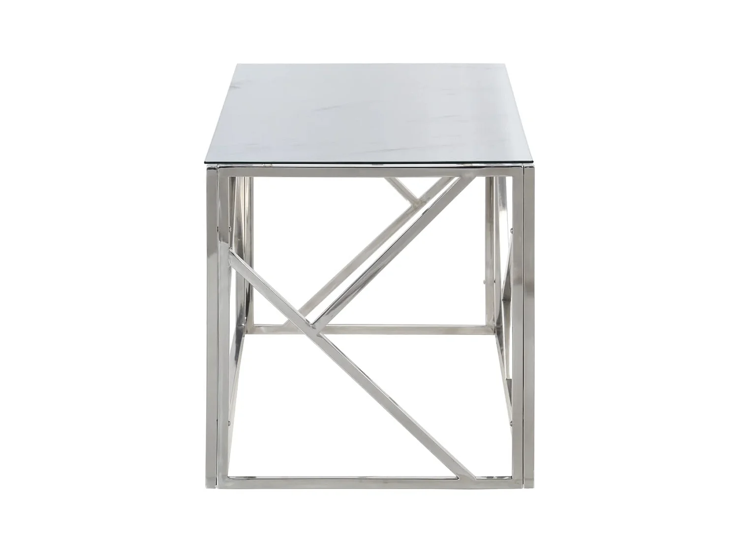 Salontafel roestvrijstaal en gehard glas zilverkleurig