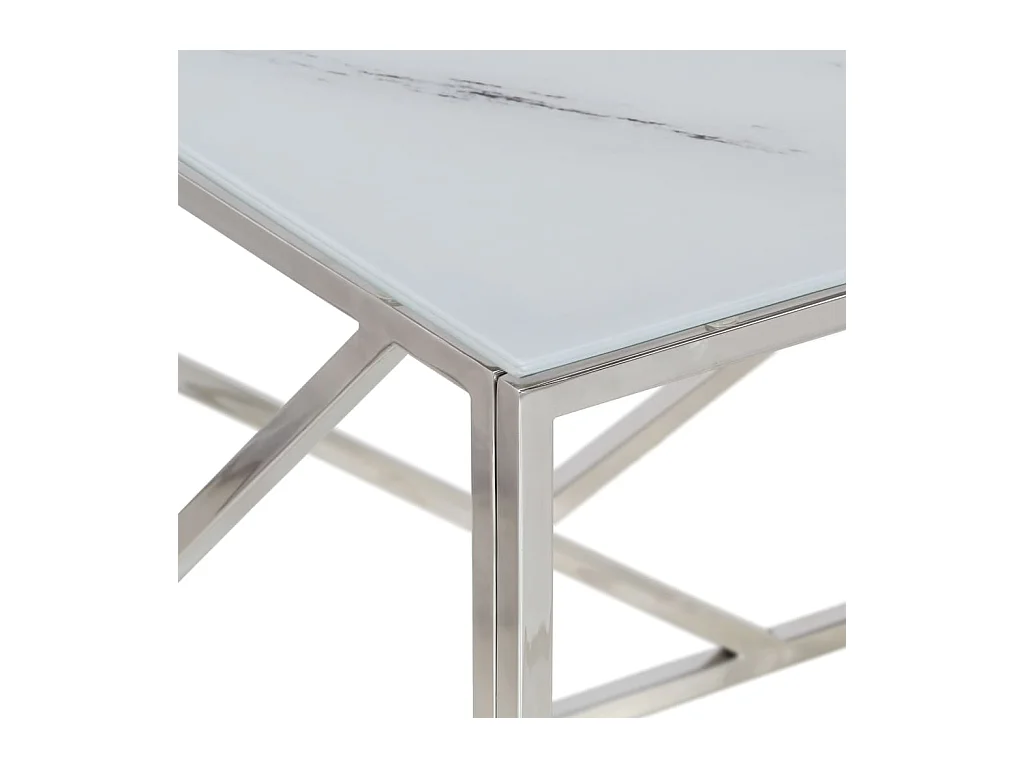 Salontafel roestvrijstaal en gehard glas zilverkleurig