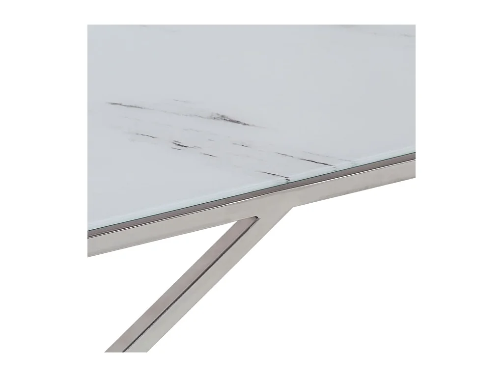 Salontafel roestvrijstaal en gehard glas zilverkleurig