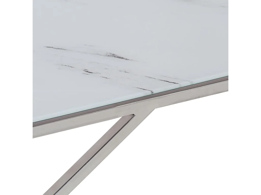 Mesa de centro plateada acero inoxidable y vidrio templado