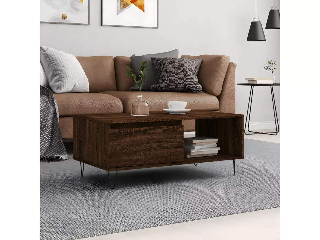 Kauf Unique Couchtisch Braun Eichen-Optik 90x50x36,5 cm Holzwerkstoff