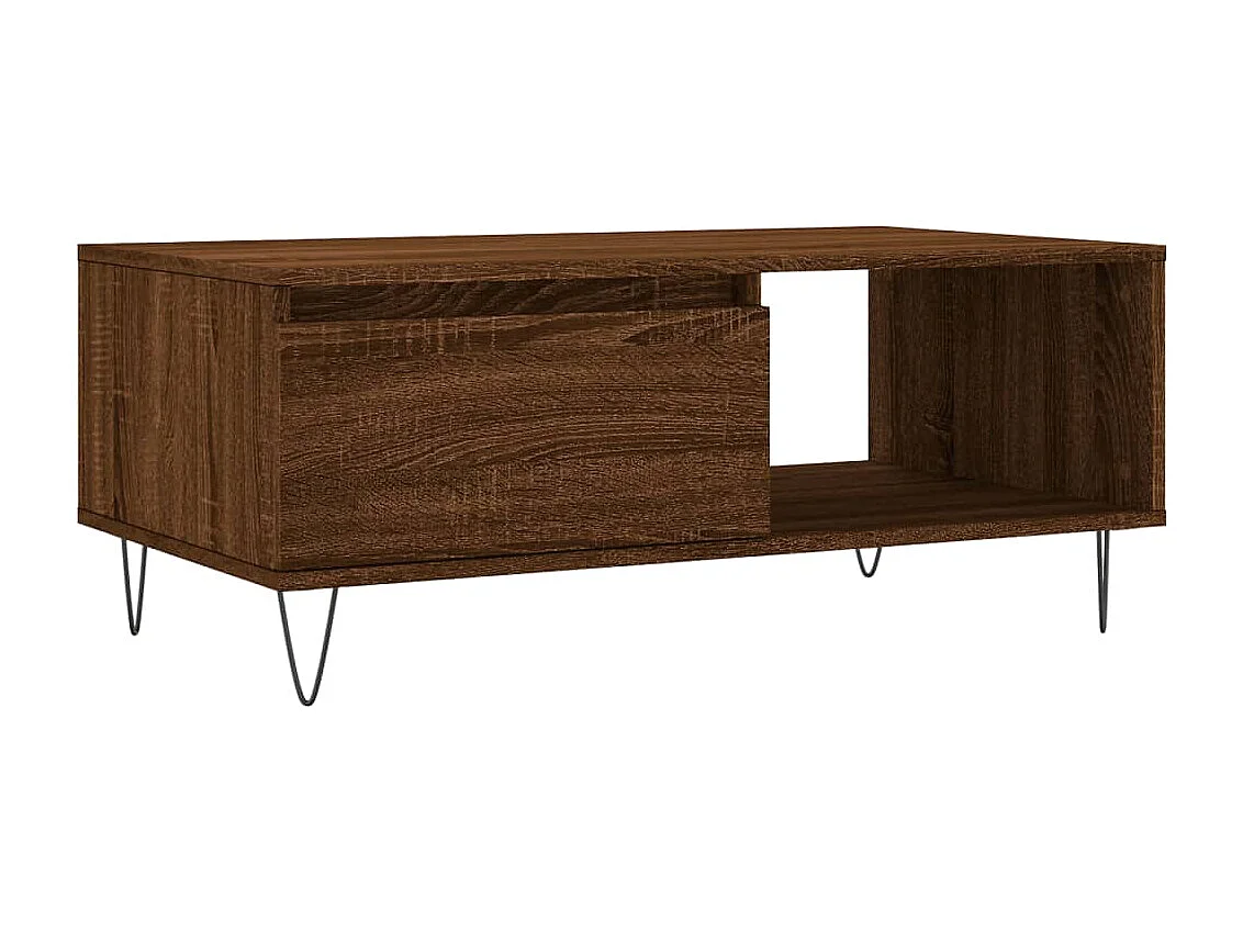 Mesa de centro 90x50x36,5cm derivados madeira carvalho castanho