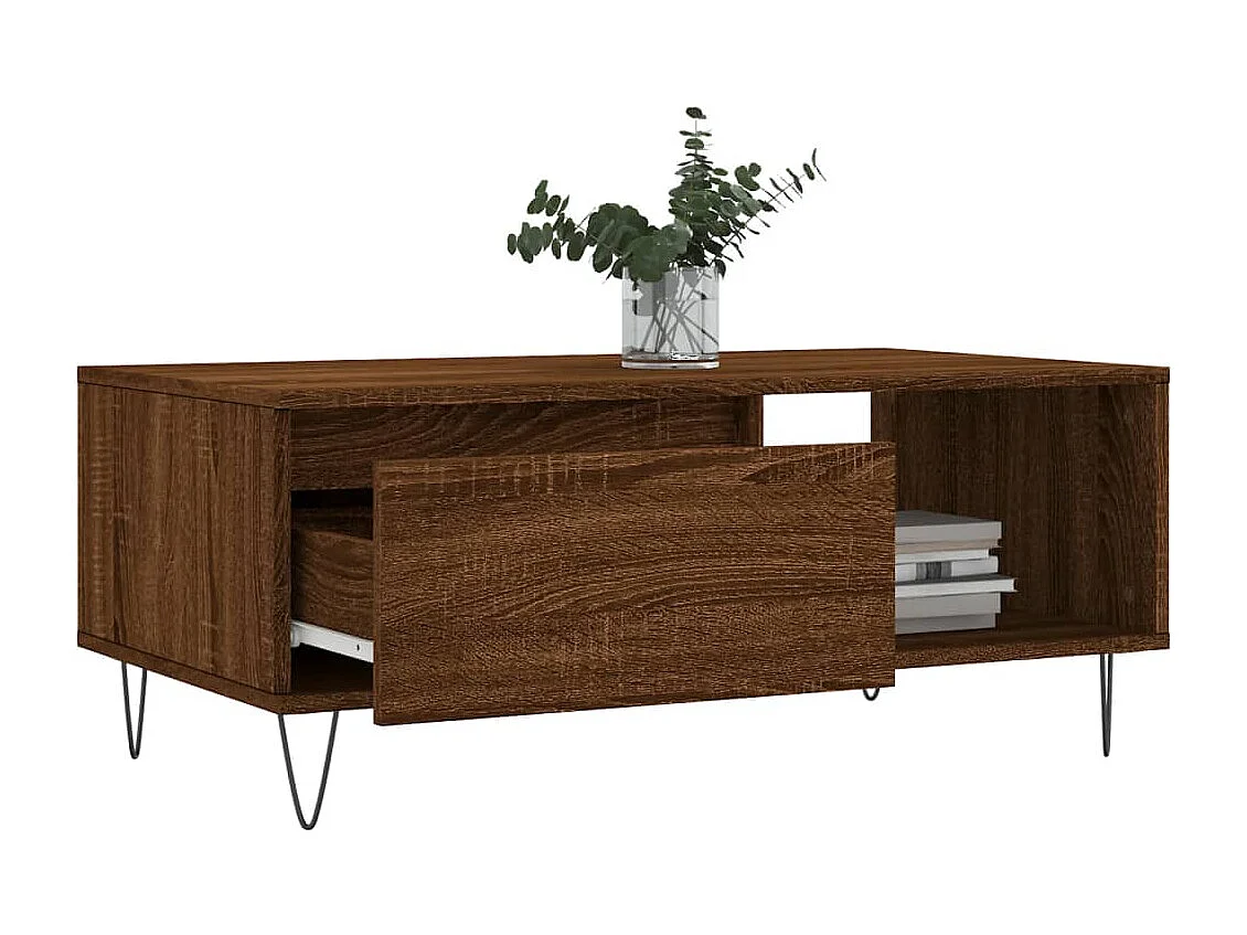 Mesa de centro 90x50x36,5cm derivados madeira carvalho castanho