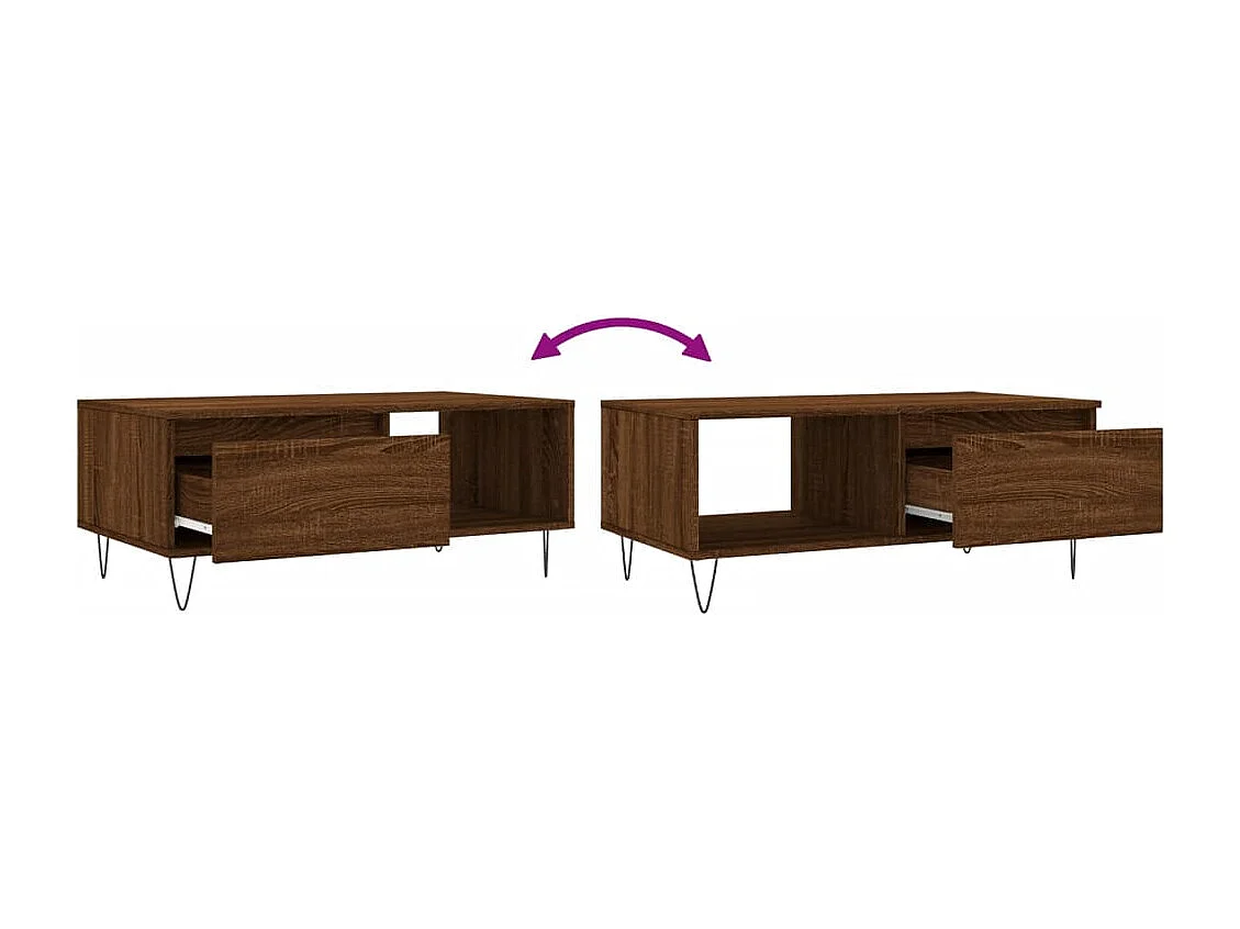 Mesa de centro 90x50x36,5cm derivados madeira carvalho castanho