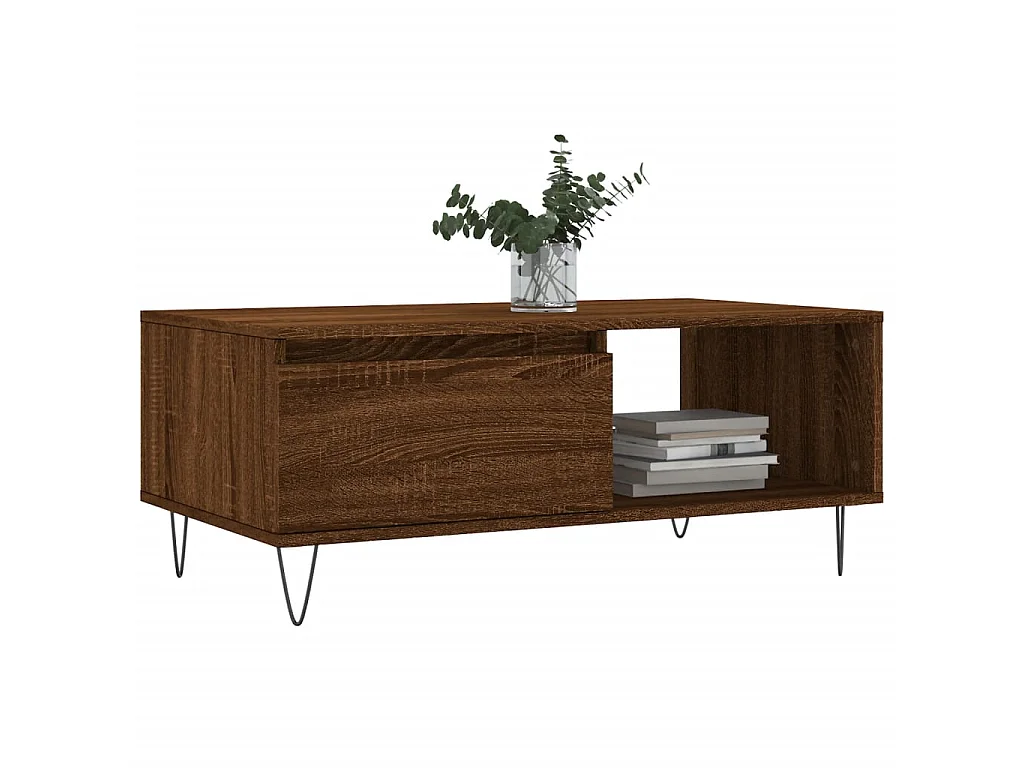 Mesa de centro 90x50x36,5cm derivados madeira carvalho castanho