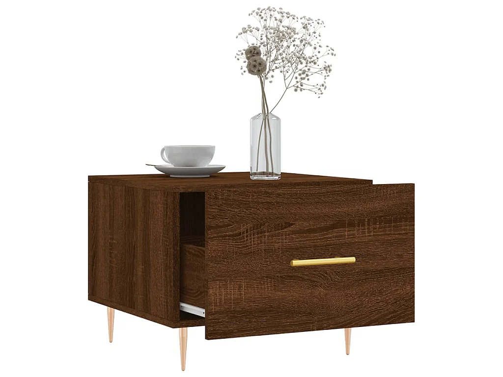 Salontafels 2 st 50x50x40 cm bewerkt hout bruin eikenkleur