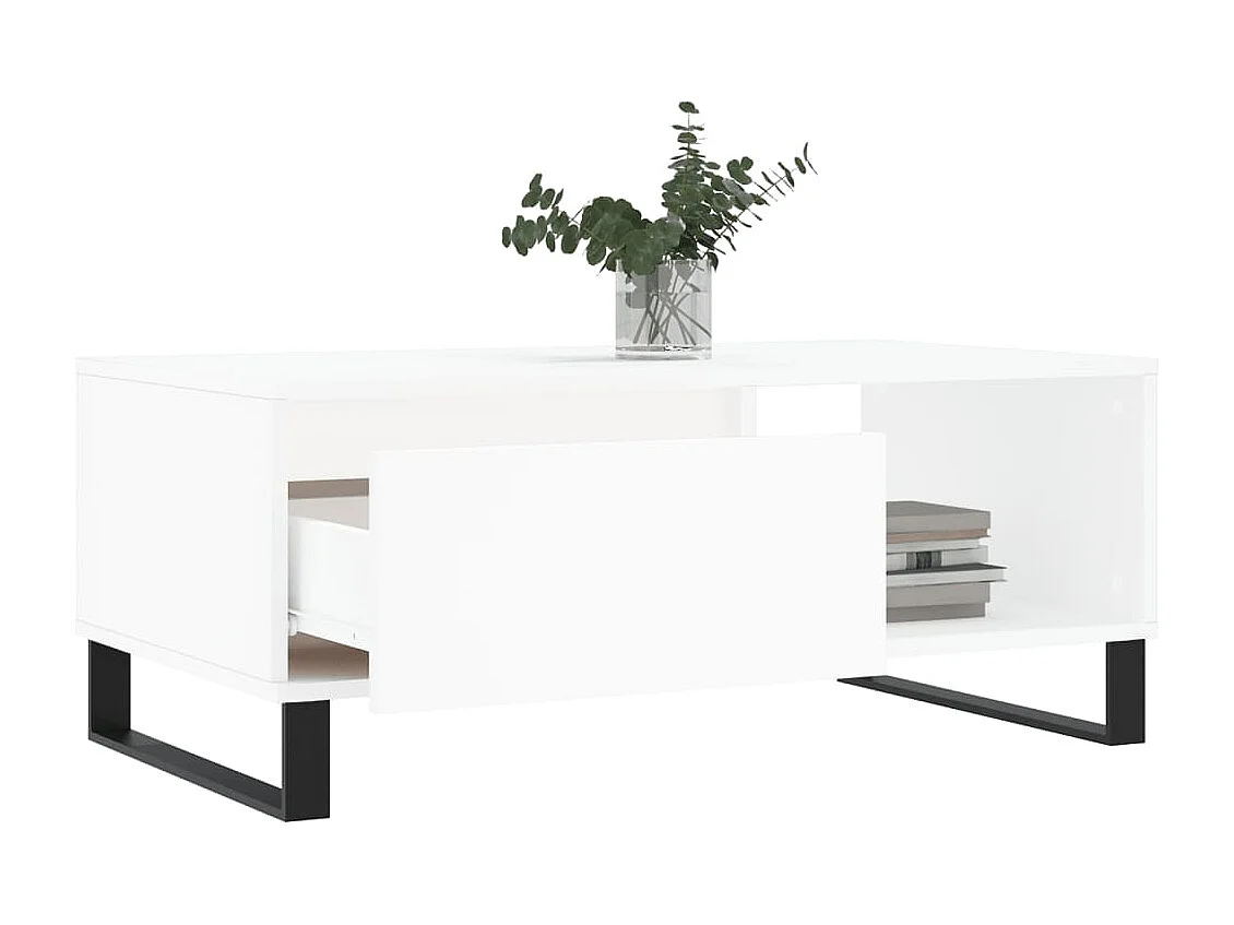 Table basse Blanc 90x50x36,5 cm Bois d'ingénierie