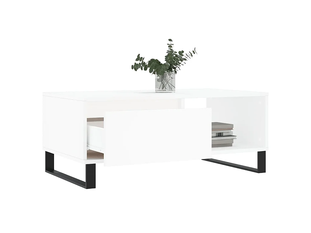 Table basse Blanc 90x50x36,5 cm Bois d'ingénierie