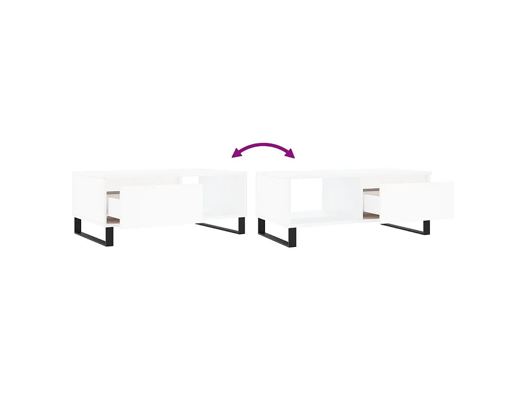 Table basse Blanc 90x50x36,5 cm Bois d'ingénierie