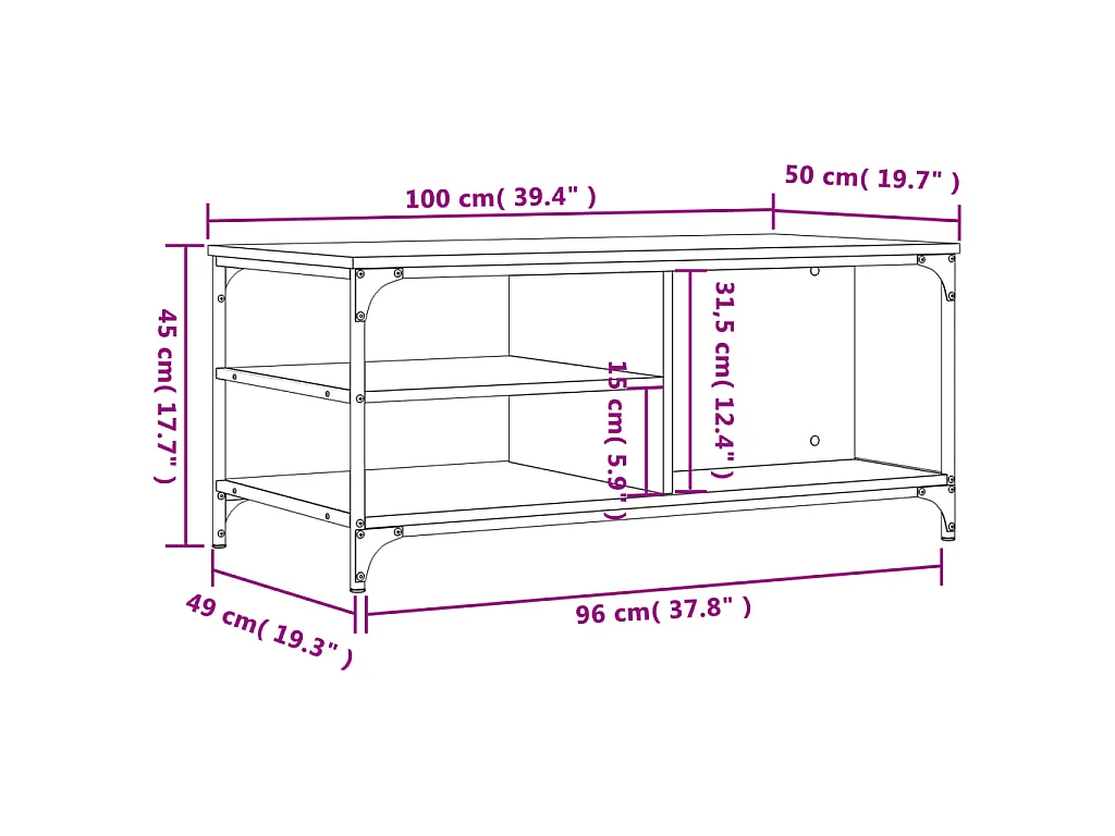 Couchtisch Sonoma-Eiche 100x50x45 cm Holzwerkstoff