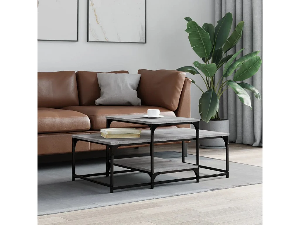 Table basse sonoma gris 102x60x45 cm bois d'ingénierie