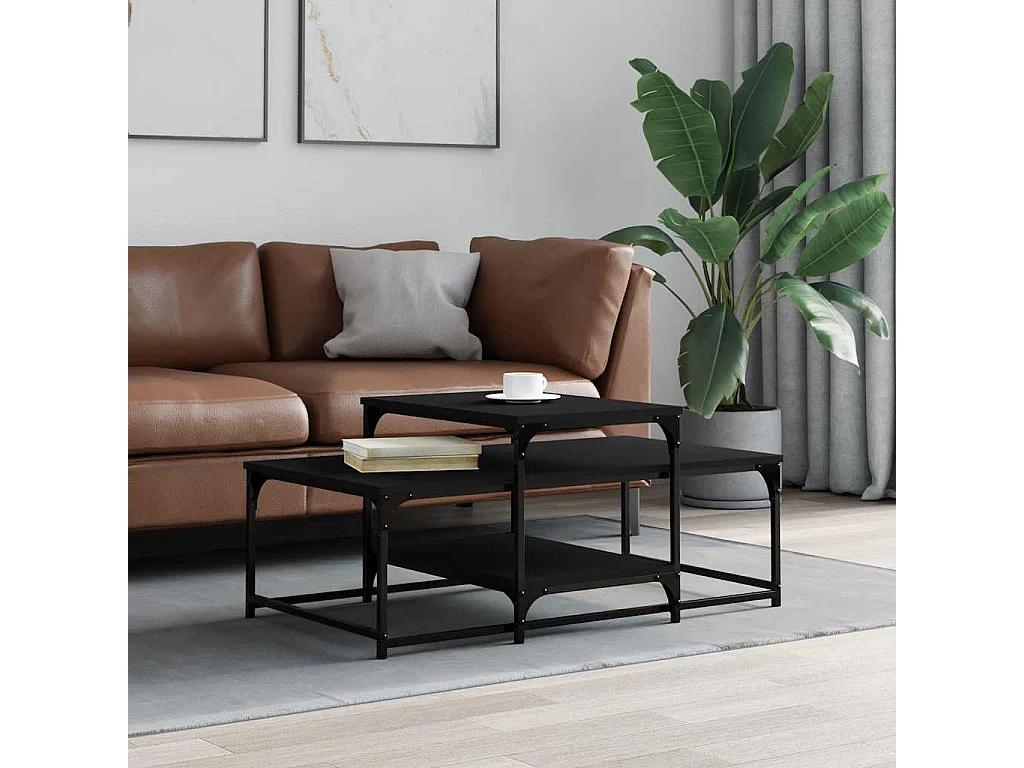 Table basse noir 102x60x45 cm bois d'ingénierie
