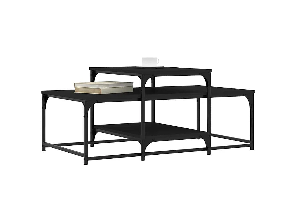 Tavolino da Salotto Nero 102x60x45 cm in Legno Multistrato