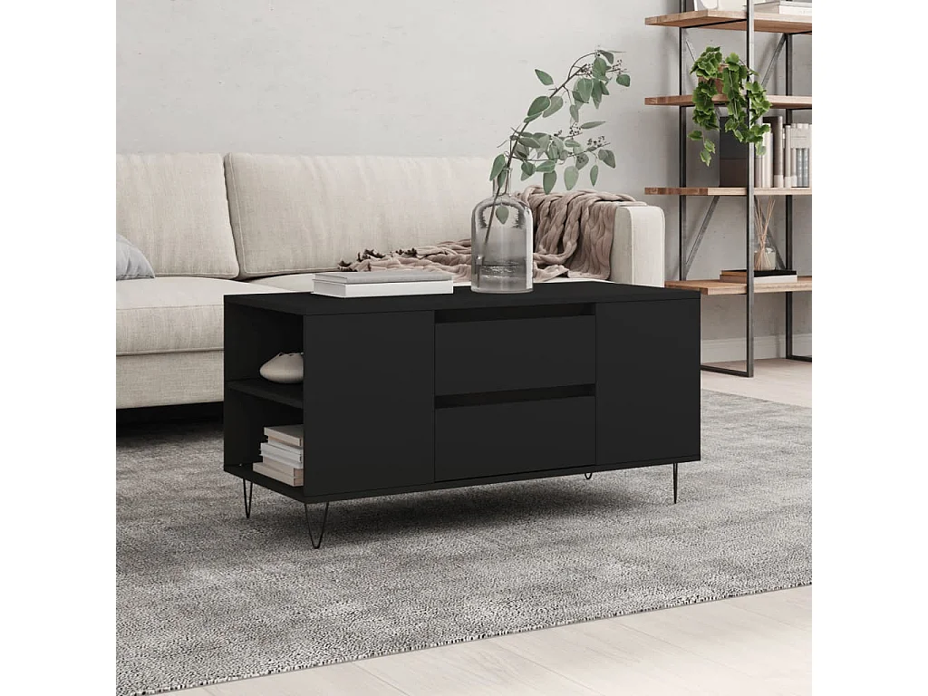 Table basse noir 102x44,5x50 cm bois d'ingénierie