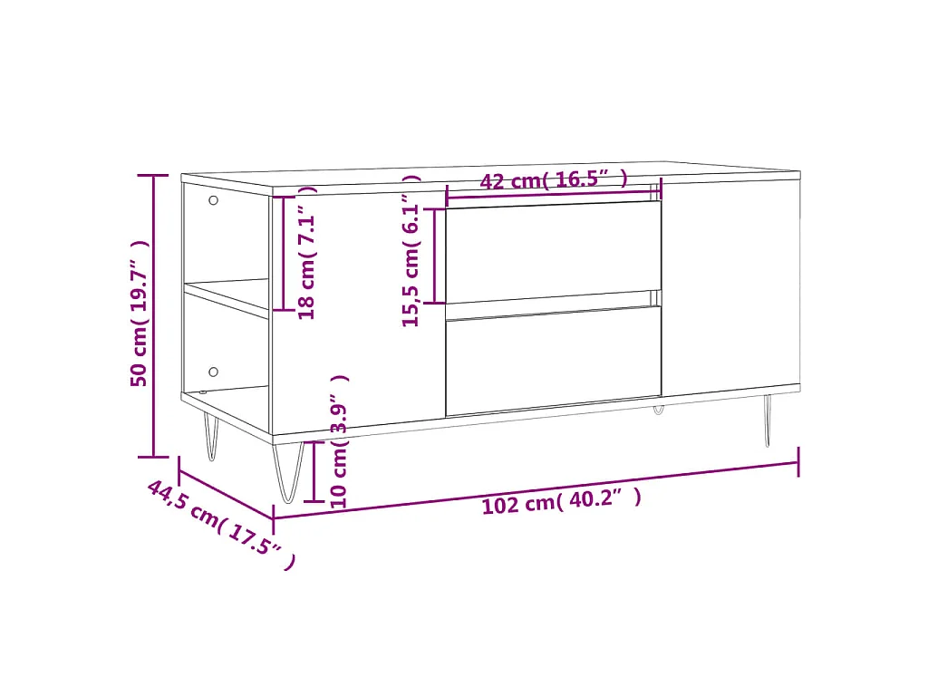 Table basse noir 102x44,5x50 cm bois d'ingénierie