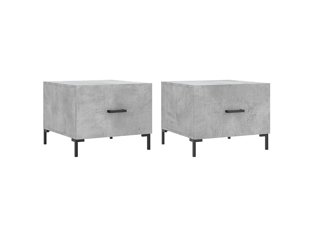 Tavolini Salotto 2pz Grigio Cemento 50x50x40 Legno Multistrato