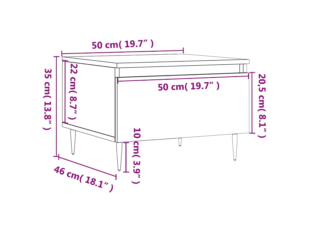 Tables basses 2 pcs sonoma gris 50x46x35 cm bois d'ingénierie