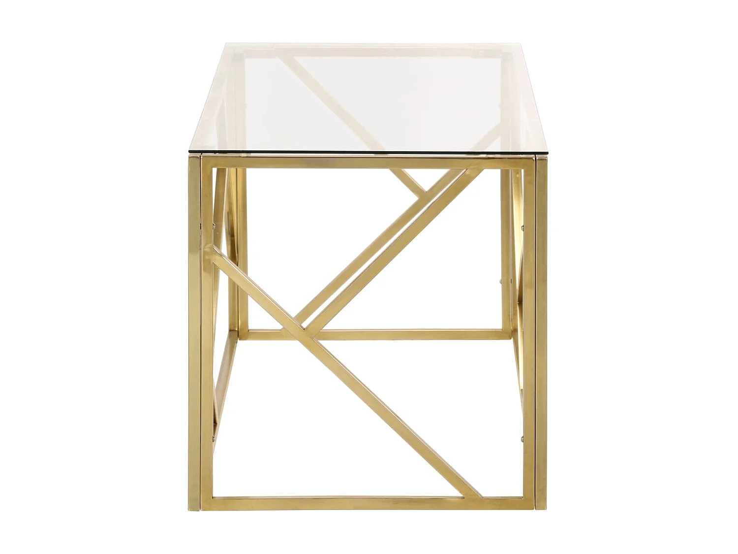 Table basse doré acier inoxydable et verre trempé