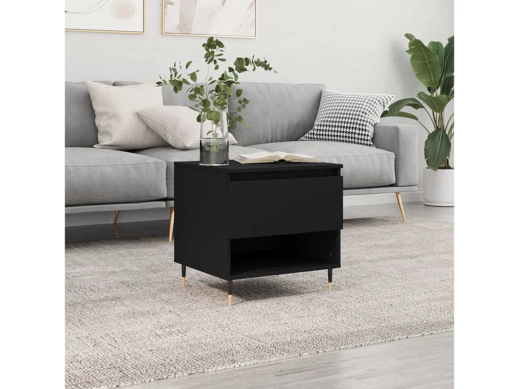 Tavolino da Salotto Nero 50x46x50 cm in Legno Multistrato