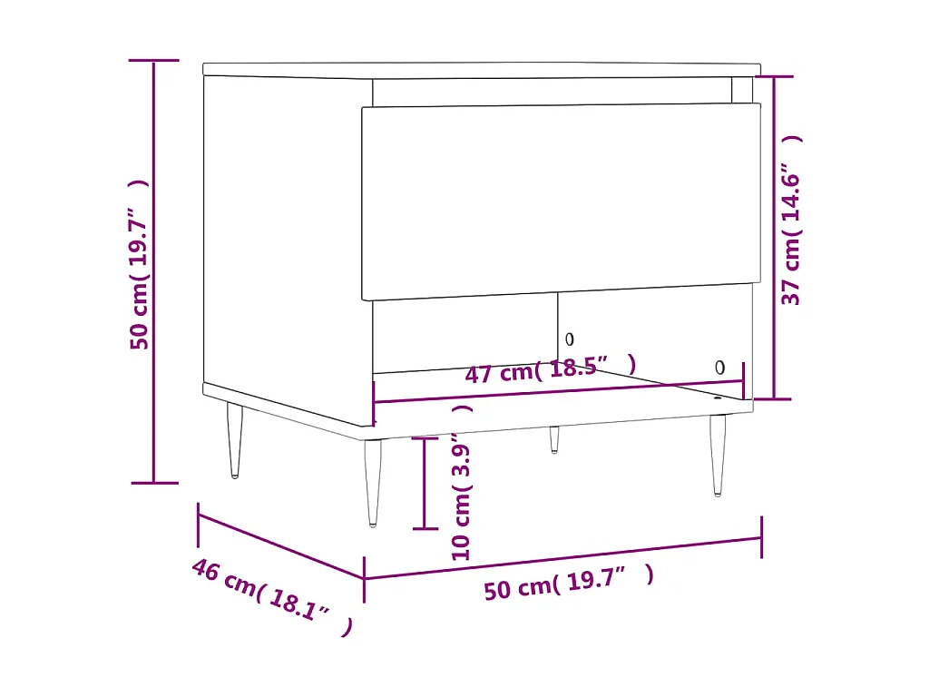 Tavolino da Salotto Nero 50x46x50 cm in Legno Multistrato