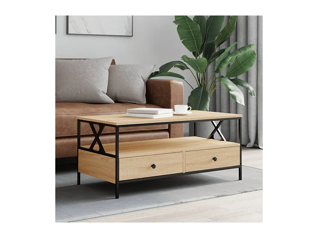 Table basse chêne sonoma 100x51x45 cm bois d'ingénierie