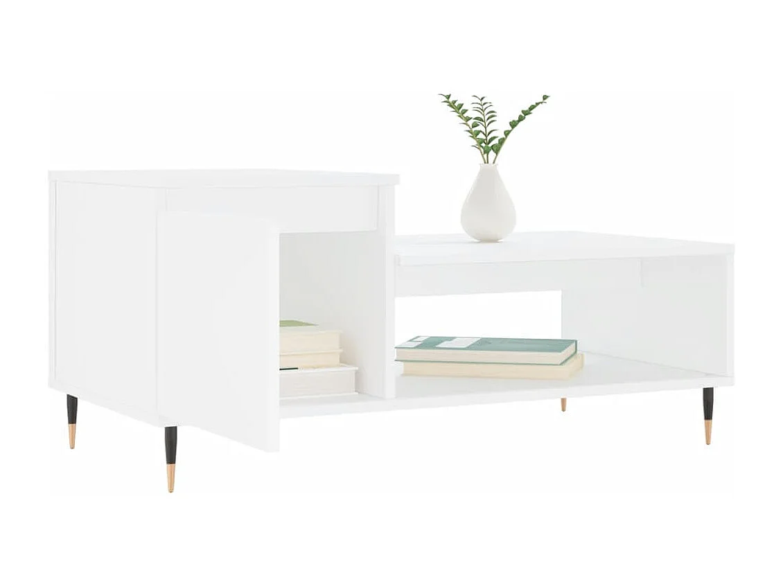 Tavolino da Salotto Bianco 100x50x45 cm in Legno Multistrato