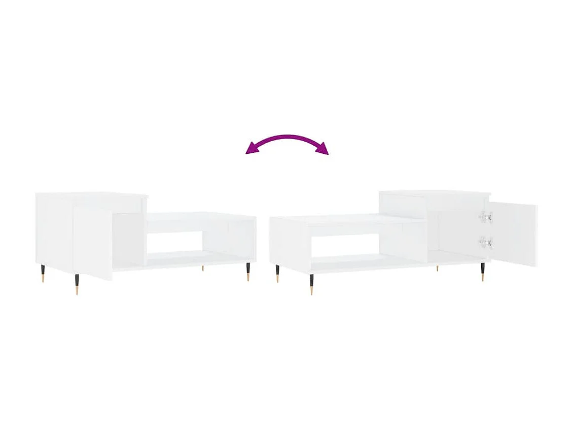 Tavolino da Salotto Bianco 100x50x45 cm in Legno Multistrato